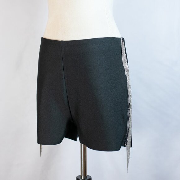 NWOT Akira Rhinestone Fringe Trim Shorts Haigh Waist Black Size XL - Picture 3 of 16